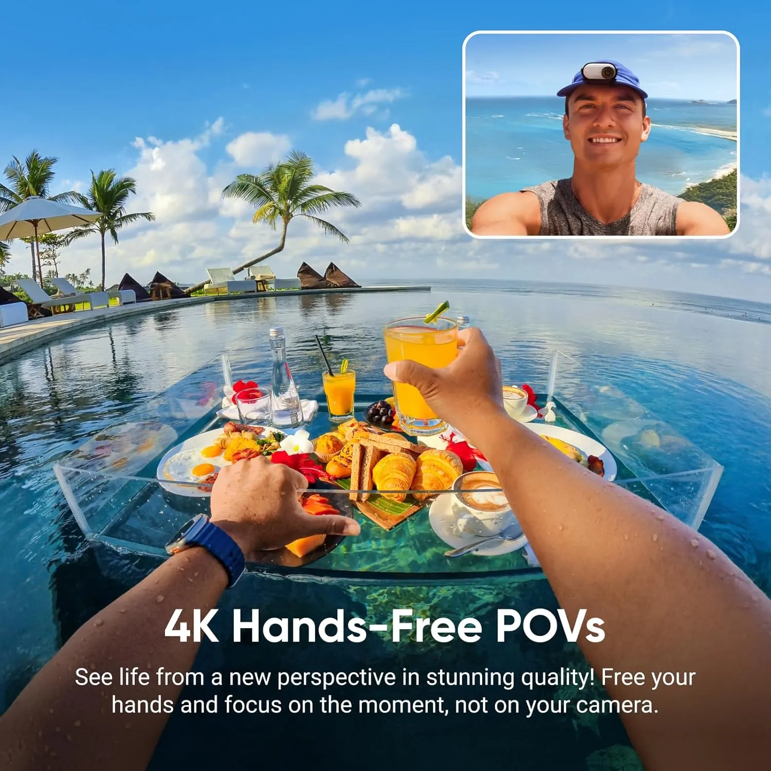 Insta360 GO 3S - 64 GB White 4K Tiny Portable Vlogging Camera, Hands-Free POVs, Mount Anywhere, Stabilization, 140 Min Battery Life, 10m Waterproof, Pet POV