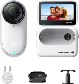 Insta360 GO 3S - 64 GB White 4K Tiny Portable Vlogging Camera, Hands-Free POVs, Mount Anywhere, Stabilization, 140 Min Battery Life, 10m Waterproof, Pet POV