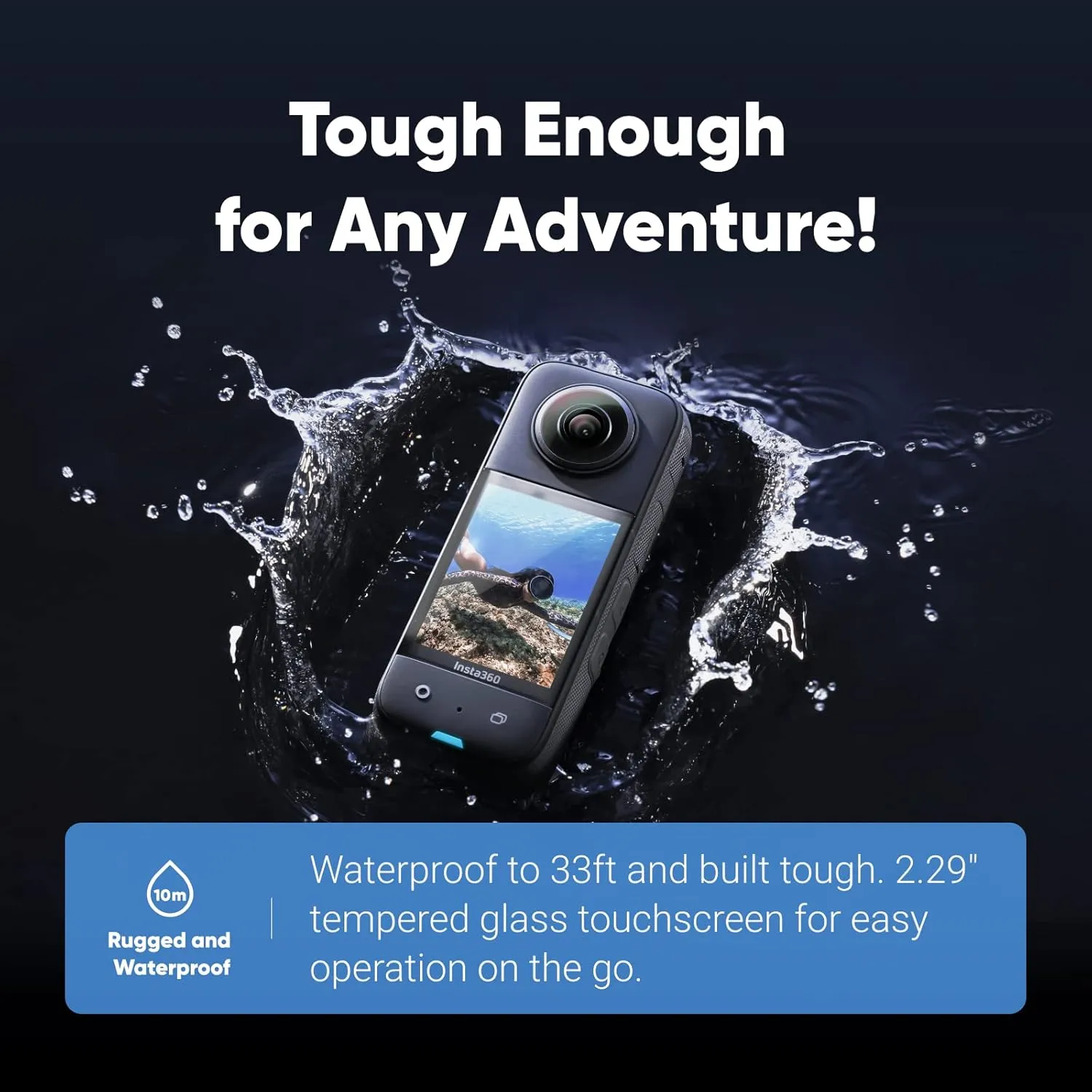 Insta360 X3 Care Card Kit - Waterproof 360 Action Camera with 1/2" 48MP Sensors, 5.7K 360 Active HDR Video, 72MP 360 Photo, 4K Single-Lens, 60fps Me Mode, 2.29" Touchscreen