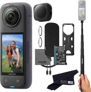 insta360 X4 Basic Bundle-8K Waterproof 360 Action Camera with 1/2" 48MP Sensors, 8K 360 HDR Video, 72MP 360 Photo, 4K Single-Lens |Bundle Includes Selfie Stick, Lens Cap