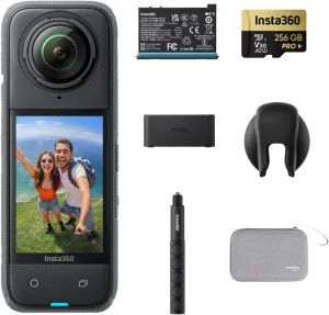 Insta360 X4 Endurance Bundle - 8K Waterproof 360 Action Camera, 4K Wide-Angle Video, Invisible Selfie Stick, Removable Lens Guards, 135 Min Battery Life, AI Editing, Stabilization, for Sports, Travel