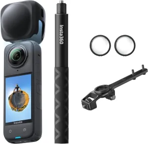 Insta360 X4 Road Cycling Bundle (Integrated) - Waterproof 8K 360 Action Camera, 4K Wide-Angle Video, Invisible Selfie Stick Effect, Removable Lens Guards, 135 Min Battery Life, AI Editing