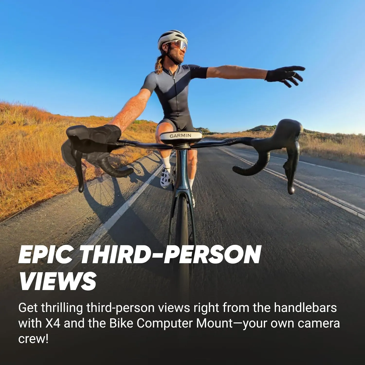 Insta360 X4 Road Cycling Bundle (Integrated) - Waterproof 8K 360 Action Camera, 4K Wide-Angle Video, Invisible Selfie Stick Effect, Removable Lens Guards, 135 Min Battery Life, AI Editing