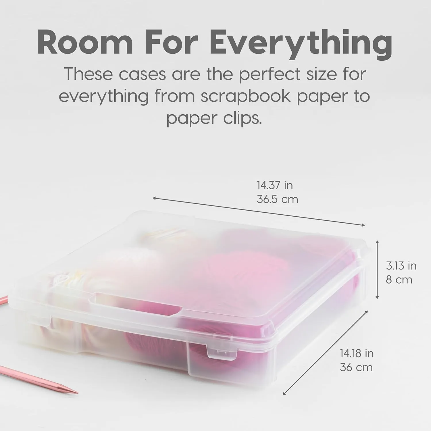 IRIS USA Fits 12" x 12", Thick Portable Plastic Scrapbook Paper Storage Cases Organizers with Built-in Handle for Art Craft Supplies Yarn File Documents Toys, Rounded Corner, Clear, 6-Pack