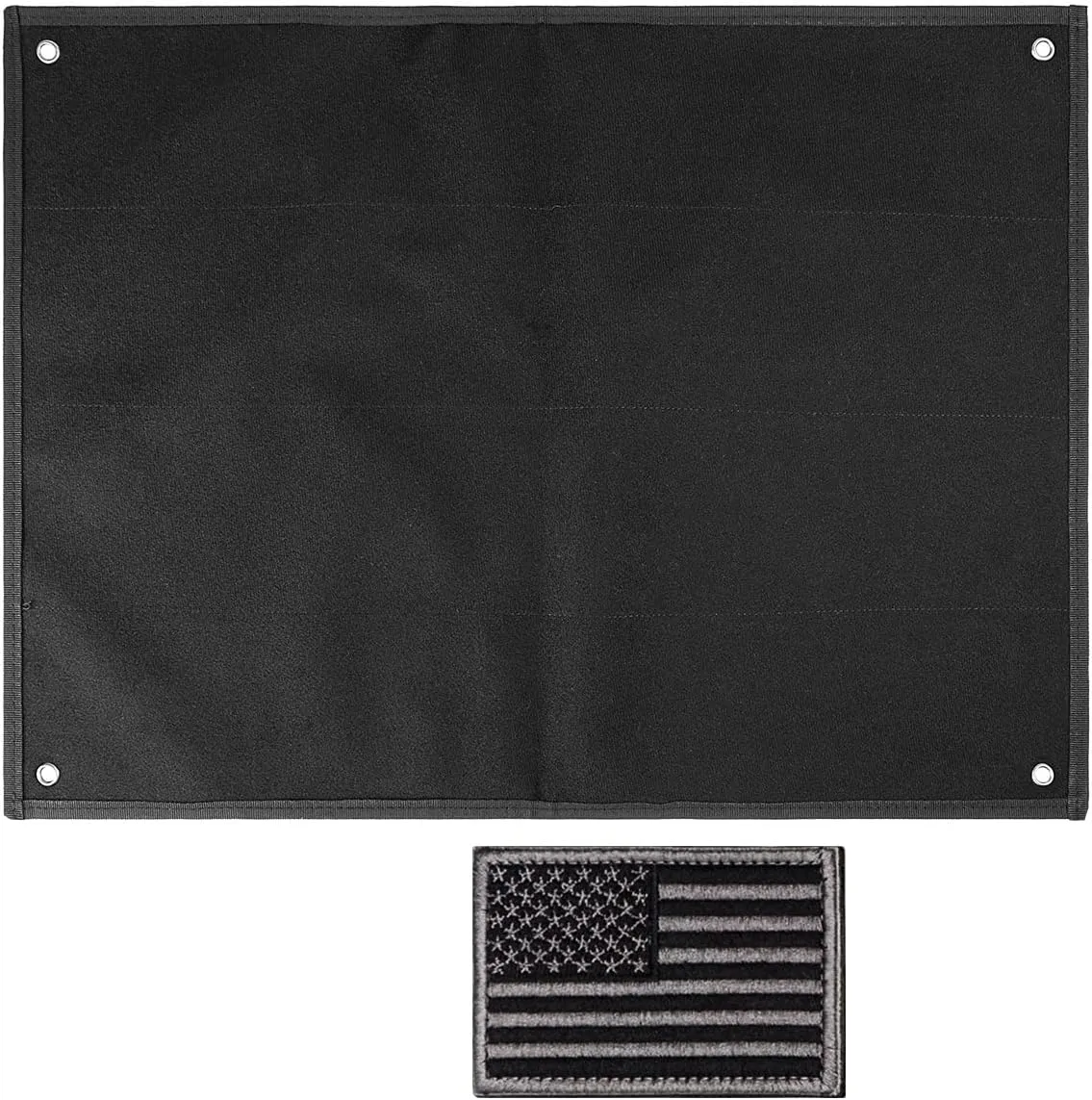 IronSeals Tactical Board Patch Organizer Holder Display with Loop Surface, Steel Ring and Flag Patch (M: 85 x 70CM/ 33" x 27.5" x 17.7", Black   Flag)