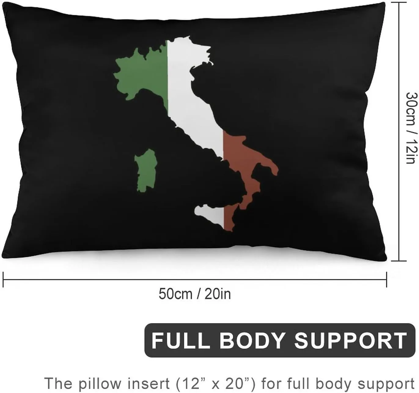 Italy Map Flag Fashion Pillow Cases Beautiful Throw Body Pillow Covers Couch Bed Sofa Car Zipper Closure 12 "x20