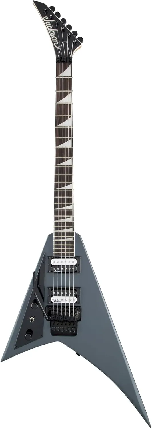 Jackson Rhoads JS32 Left-Handed Electric Guitar - Satin Gray Bundle with Cable, Tuner, Strap, Picks, and Austin Bazaar Guitar DVD