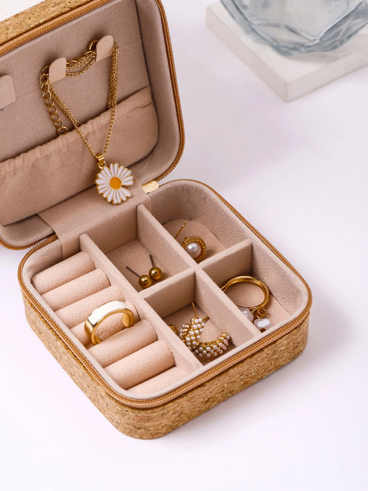 Jewelry Box Organiser: PU Leather Printed Fabric | Compact Size | Multicolor