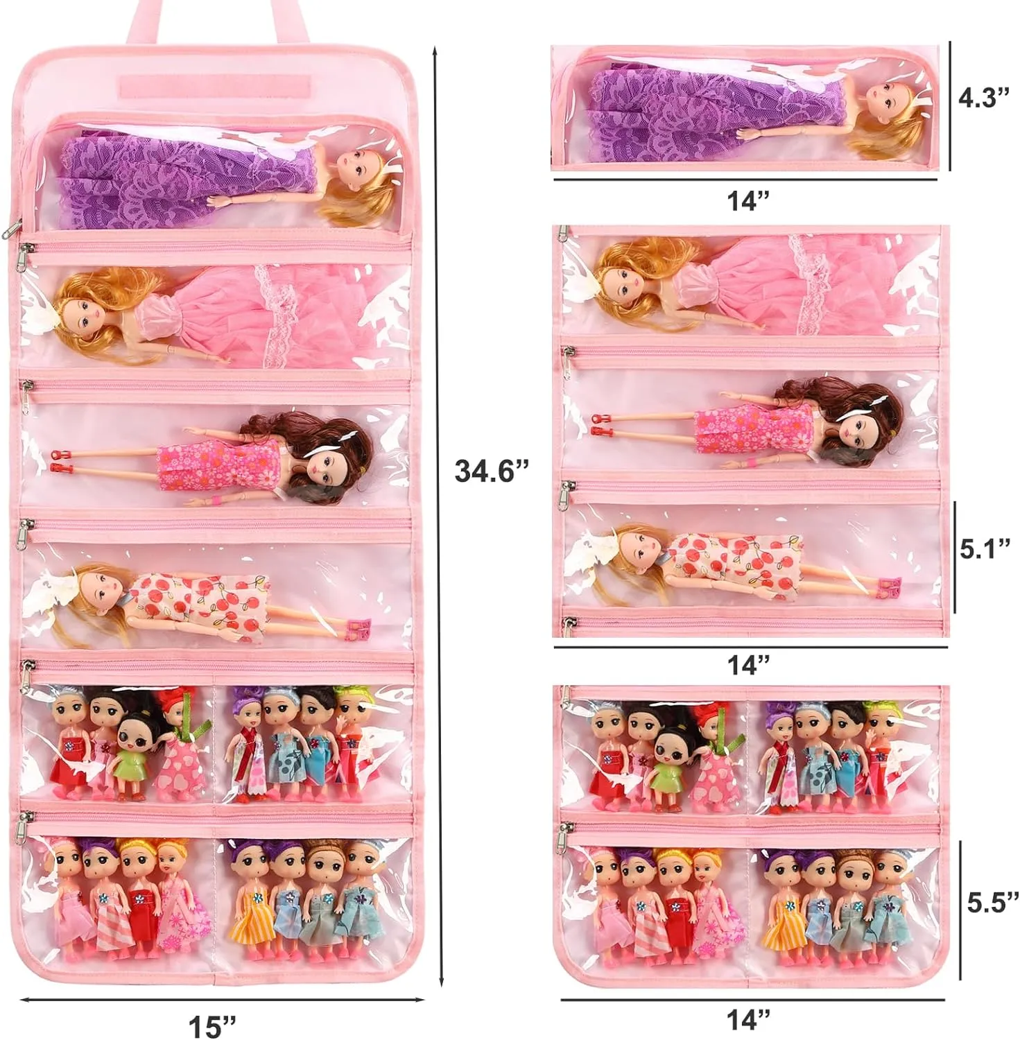 JIANYA Dolls Storage Bag Toys Display Carrying Storage Organizer Clear View Compatible with All Surprise Dolls Small Toy, Cat Dreamy Purple