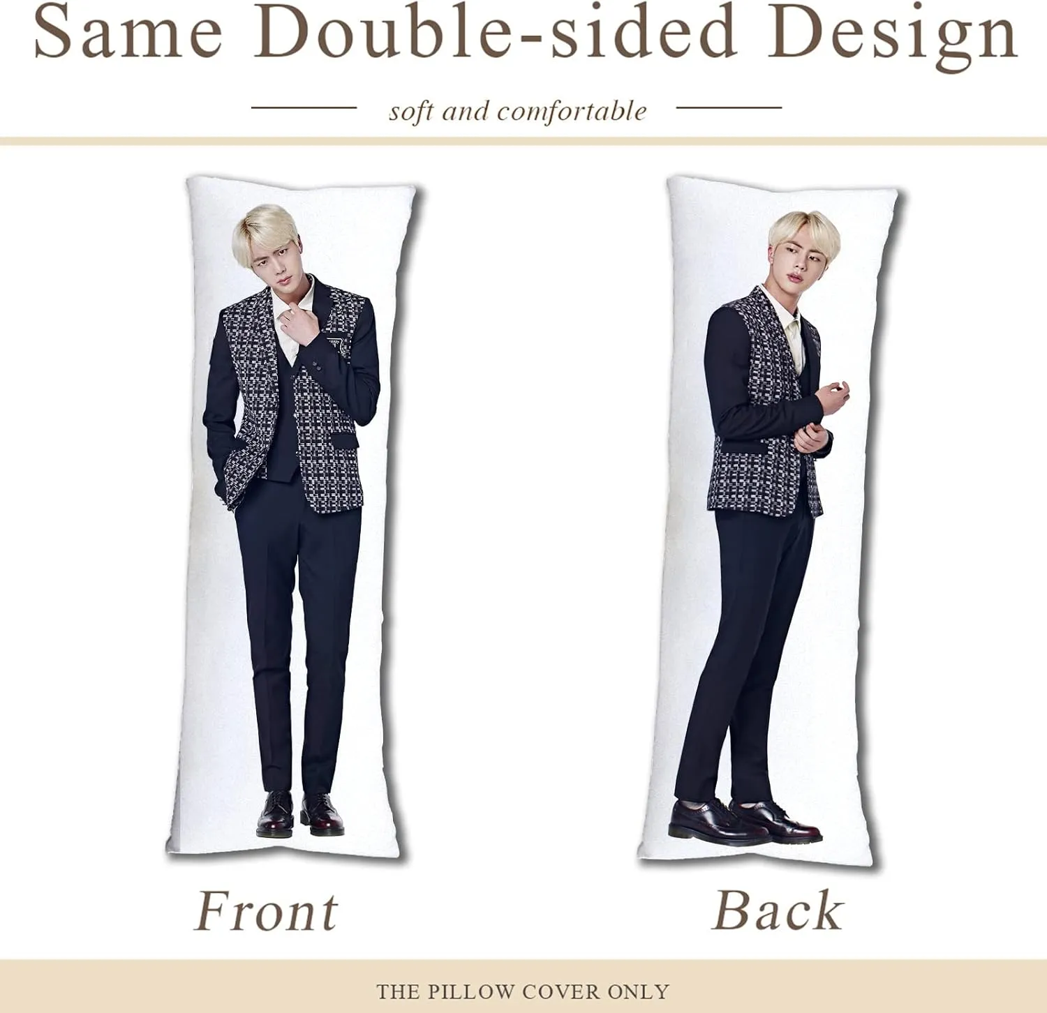 JIN Hug Body Pillow Case Singger Pillowcase Cover for Fans 20"x59"(50x150cm)