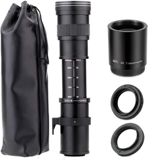 JINTU Telephoto Lens 420-1600mm f/8.3 Zoom SLR Camera Lens for Canon T7i T6 T6i T6s T7 T8i T3i, T4i, T5, T5i, SL2, SL1 4000D 2000D 80D 90D 5D III 6D 7D II 60D 70D 250D 750D 760D 1200D 1300D 2000D