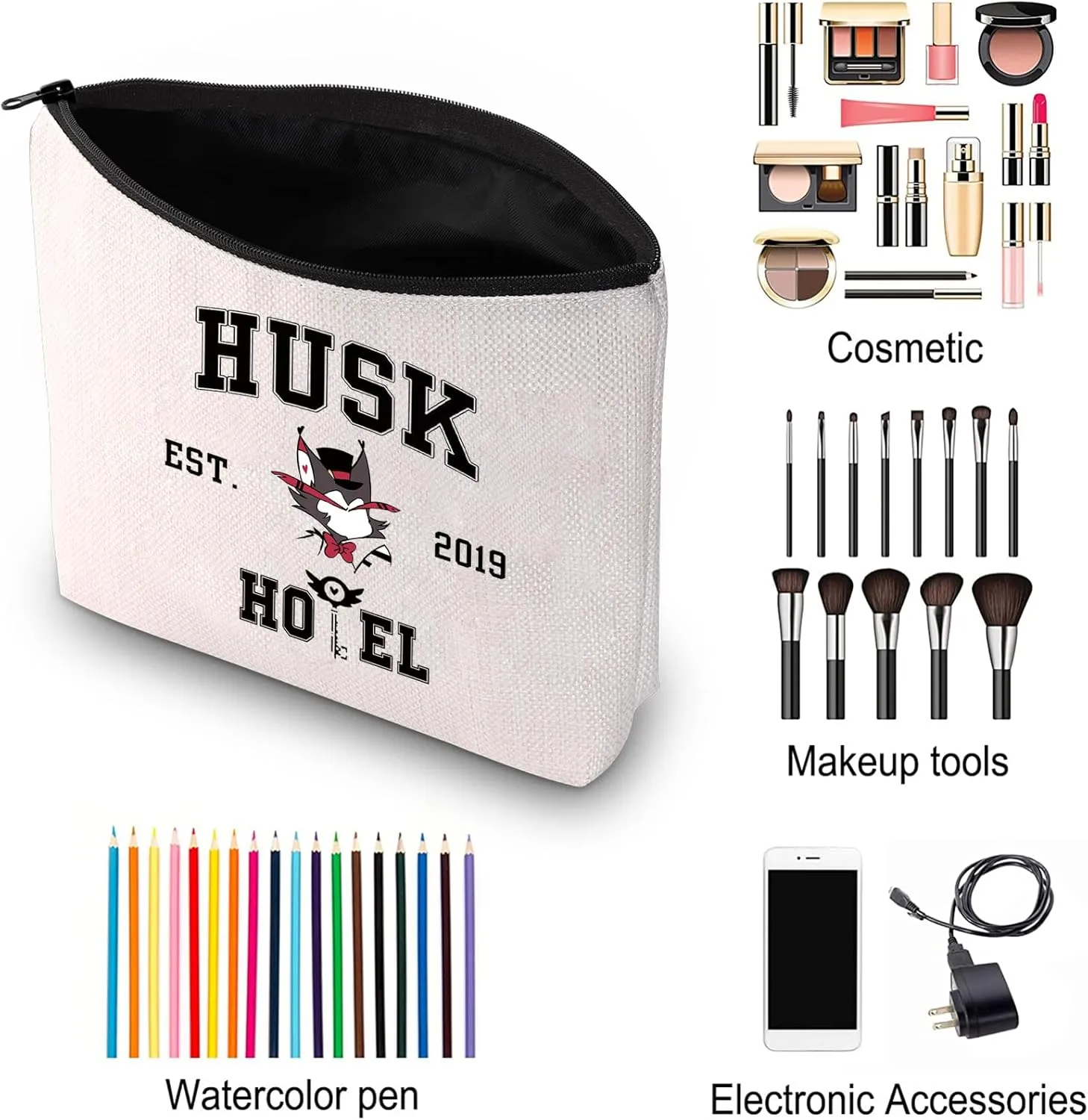 JNIAP Merchs Cosmetic Zipper Bag Dark Comedy Cartoon Gift for Animation Lover (Husk)