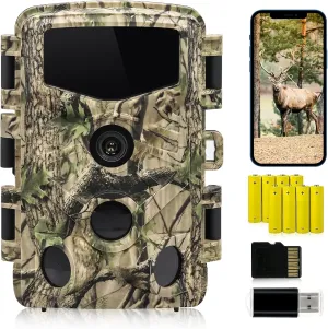 JOH WiFi Trail Camera, 4K 32MP Hunting Cameras with Low Glow Night Vision, 0.1s Trigger Motion Activated, IP66 Waterproof Deer Camera for Outdoor Wildlife Scouting, Monitoring, Security