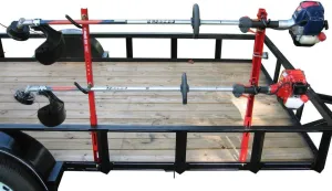 Jungle Jim's Double Trimmer Rack Trailer Rack For Mounting to Open Lawn & Landscape Trailers or Enclosed Trailer with Optional Wall Kit (2TR) Locking Trailer Organizer
