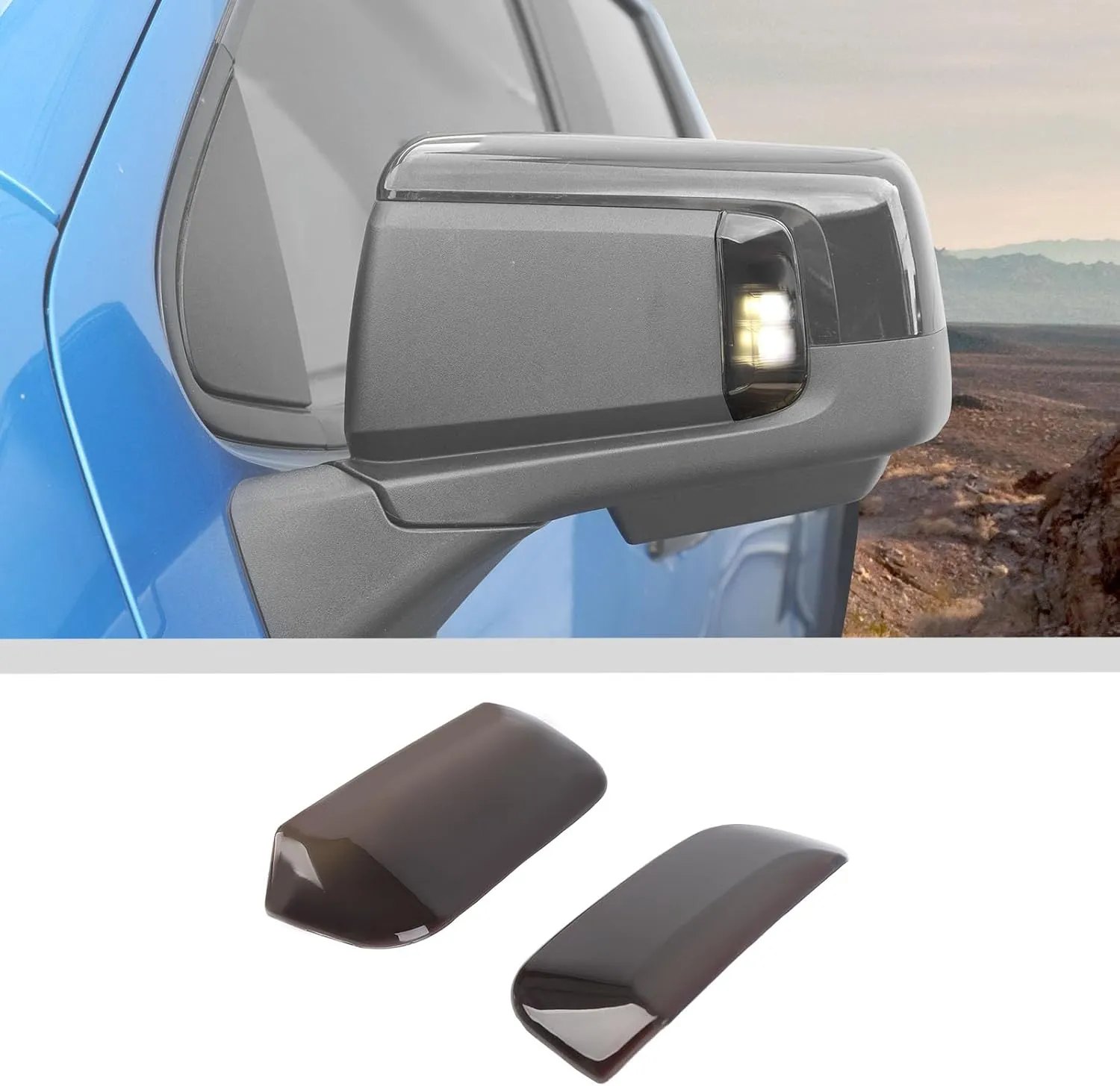 JWWY Side Mirror Rearview Turn Signal Blinker Shell Cover Trim Fit for 2019-2024 Chevy Silverado GMC Sierra Exterior Accessories abs 2pcs Smoked Black