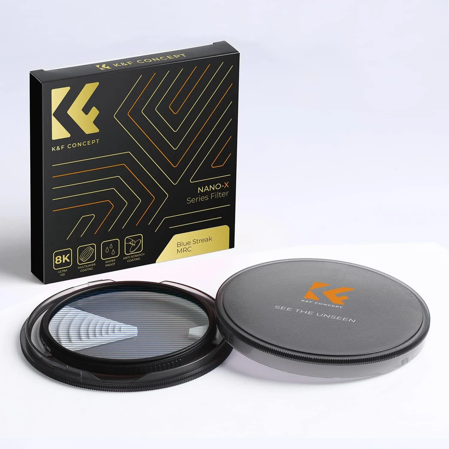 K&F Concept 77mm Bue Streak Effect Lens Filter (2mm) Anamorphic Optical Glass Light Flare Effect Filter for Camera Lens