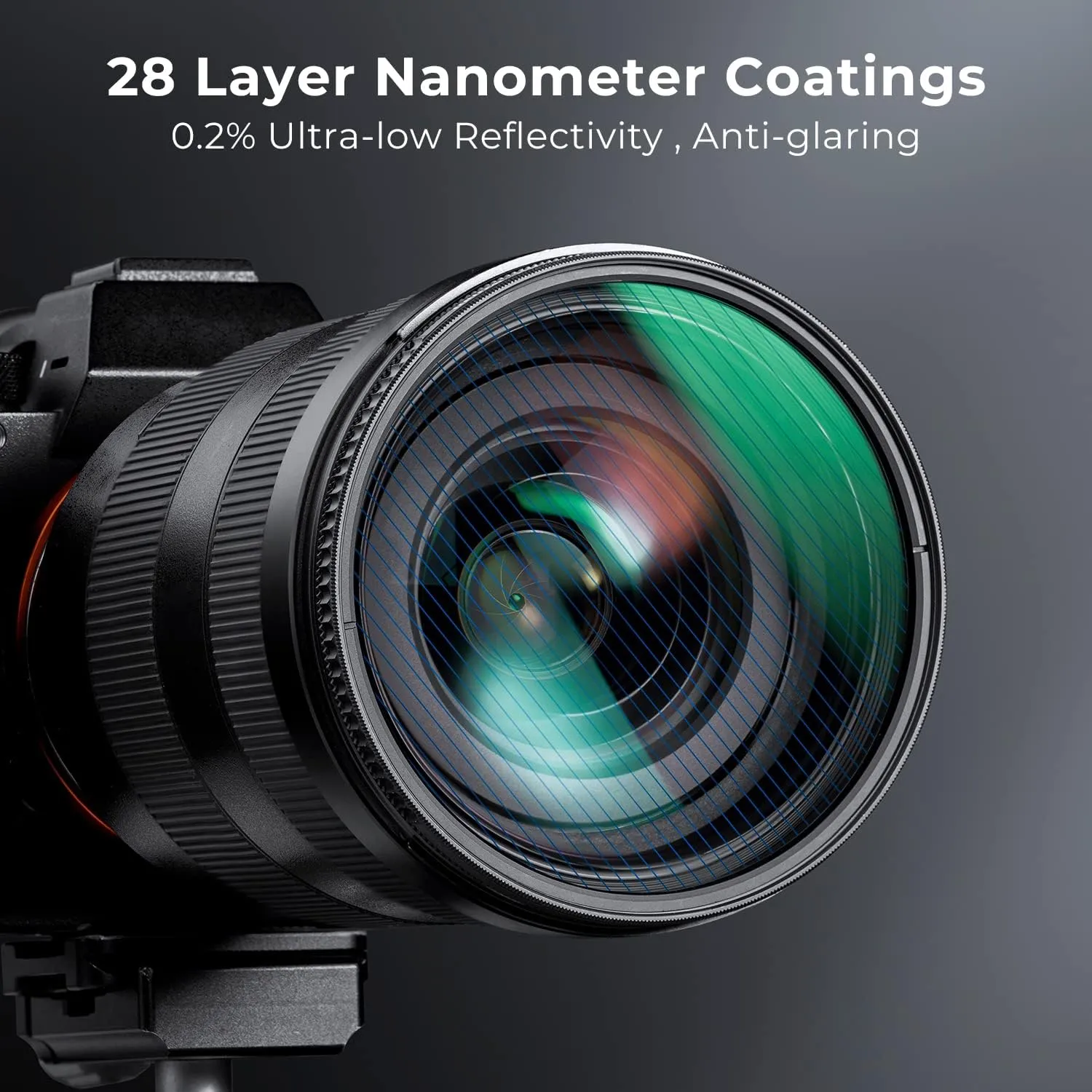 K&F Concept 77mm Bue Streak Effect Lens Filter (2mm) Anamorphic Optical Glass Light Flare Effect Filter for Camera Lens