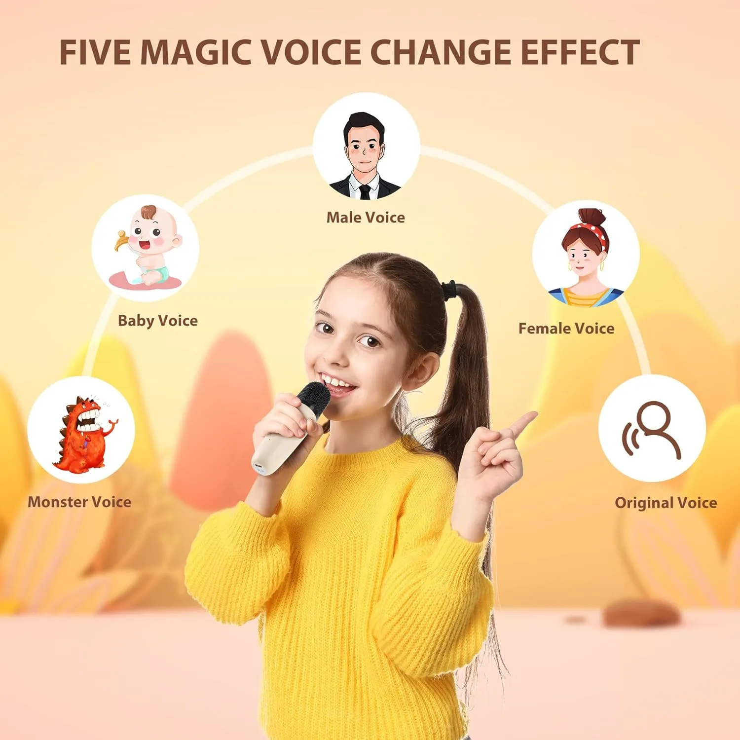 Karaoke Machine for Kids, Toys for 3-12 Years Old Girls Gifts, Kids Karaoke Microphone Machine Toy, Best Fun Christmas Birthday Gifts for 5 6 7 8 9 10 11 Years Teens Girl Boys Beige 2 Mic