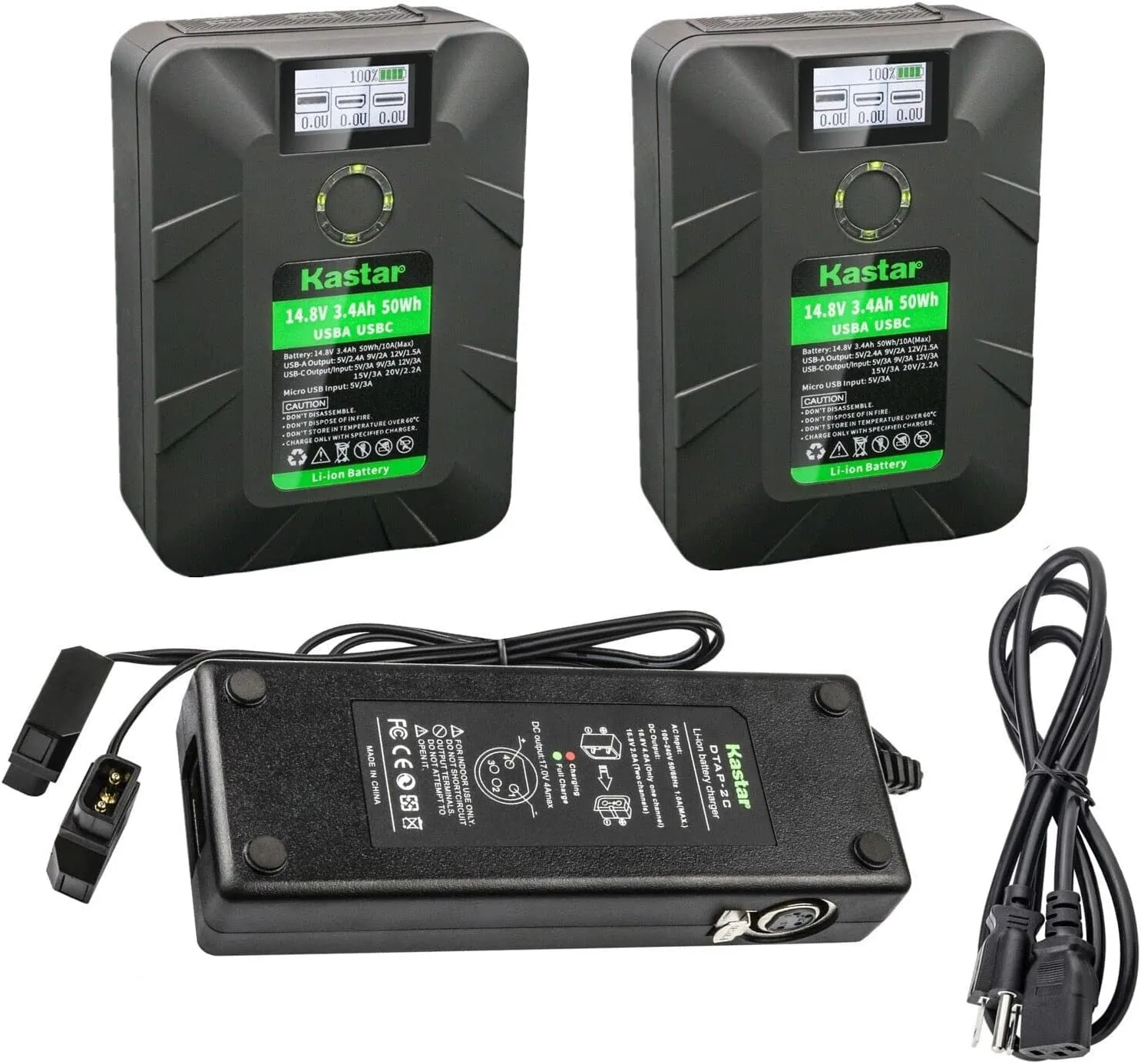 Kastar 2-Pack Battery and Dual D-Tap Charger Compatible with DSR-390 DSR-390K1 DSR-390K2 DSR-390L DSR-390P DSR-400 DSR-400K DSR-400L DSR-400P DSR-400PK DSR-400PL DSR-450WS DSR-450WSL Camera