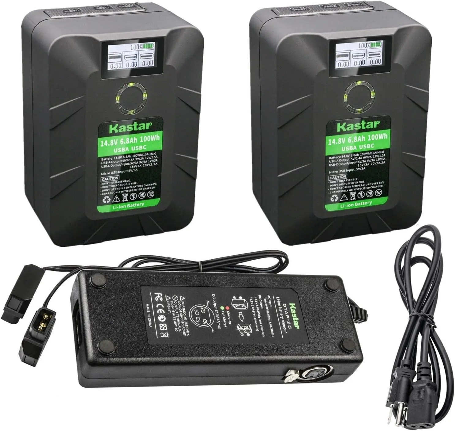 Kastar 2-Pack Battery and Dual D-Tap Charger Replacement for DSR-390 DSR-390K1 DSR-390K2 DSR-390L DSR-390P DSR-400 DSR-400K DSR-400L DSR-400P DSR-400PK DSR-400PL DSR-450WS DSR-450WSL Camera