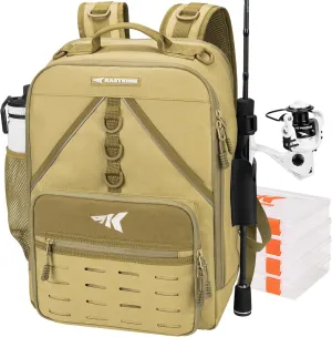 KastKing Karryall Medium Fishing Tackle Daily Backpack, Large Storage Water-resistant Fishing Bag Store Gear and Equipment