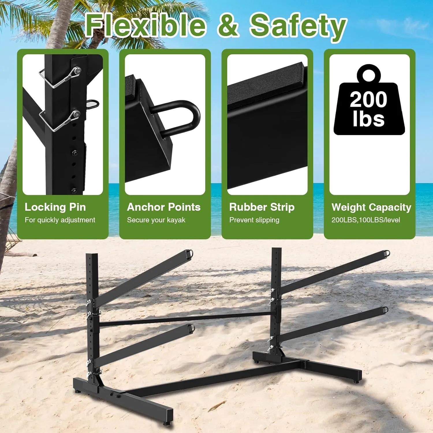 Kayak Storage Rack Heavy Duty Kayak Racks for Garage and Outdoor Storage Freestanding Storage Rack for Kayaks Canoes Surfboard & Paddleboard