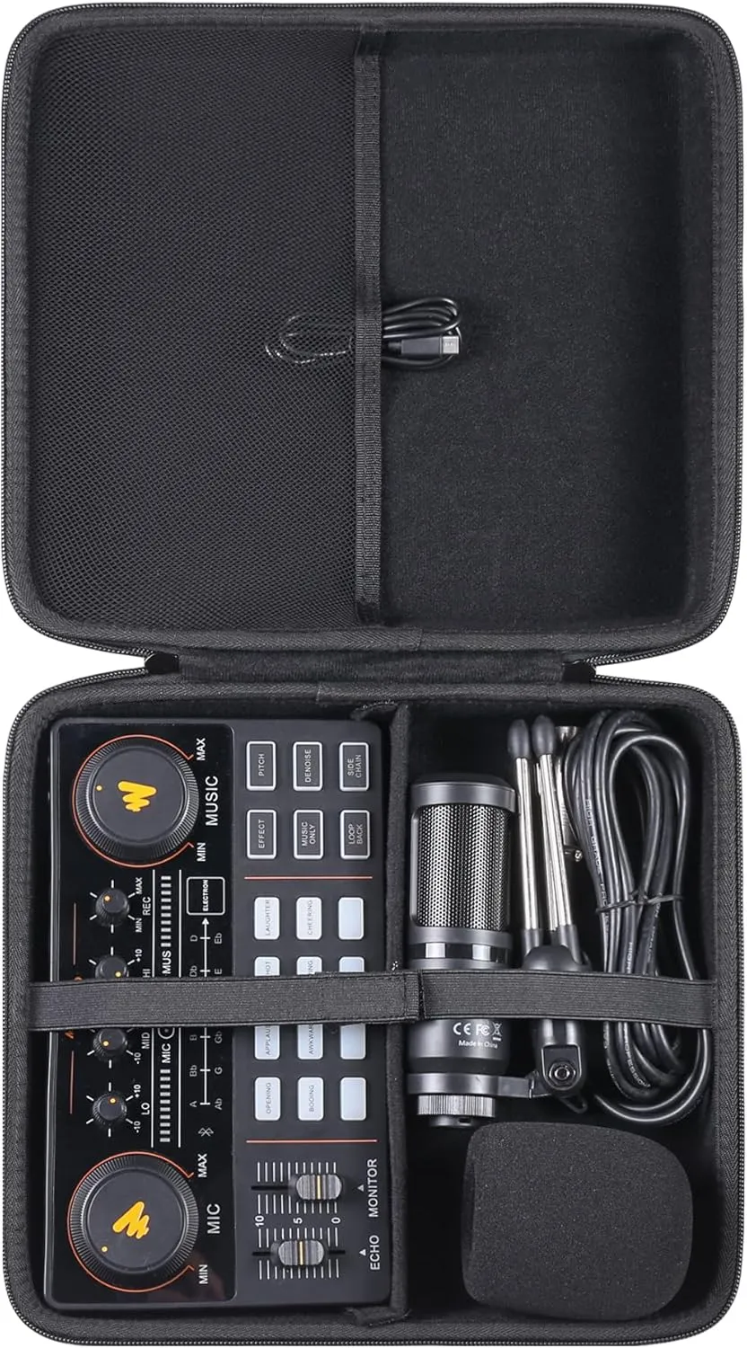 Khanka Hard Travel Case Replacement for Podcast Equipment Bundle-MAONO MaonoCaster Lite -Audio Interface-All in One-Podcast Production Studio,Case Only.