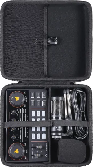 Khanka Hard Travel Case Replacement for Podcast Equipment Bundle-MAONO MaonoCaster Lite -Audio Interface-All in One-Podcast Production Studio,Case Only.
