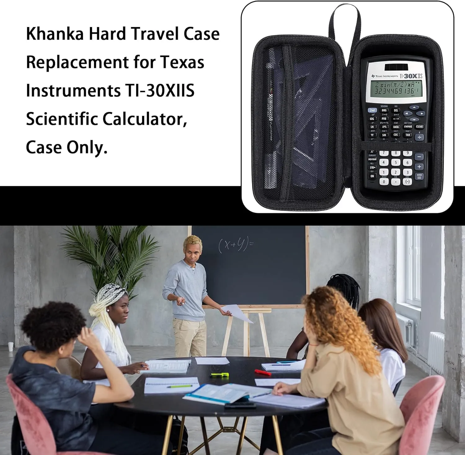 Khanka Hard Travel Case Replacement for Texas Instruments TI-30XIIS Scientific Calculator, Case Only (Black)