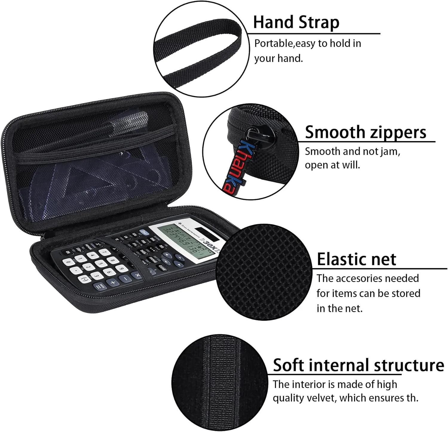 Khanka Hard Travel Case Replacement for Texas Instruments TI-30XIIS Scientific Calculator, Case Only (Black)
