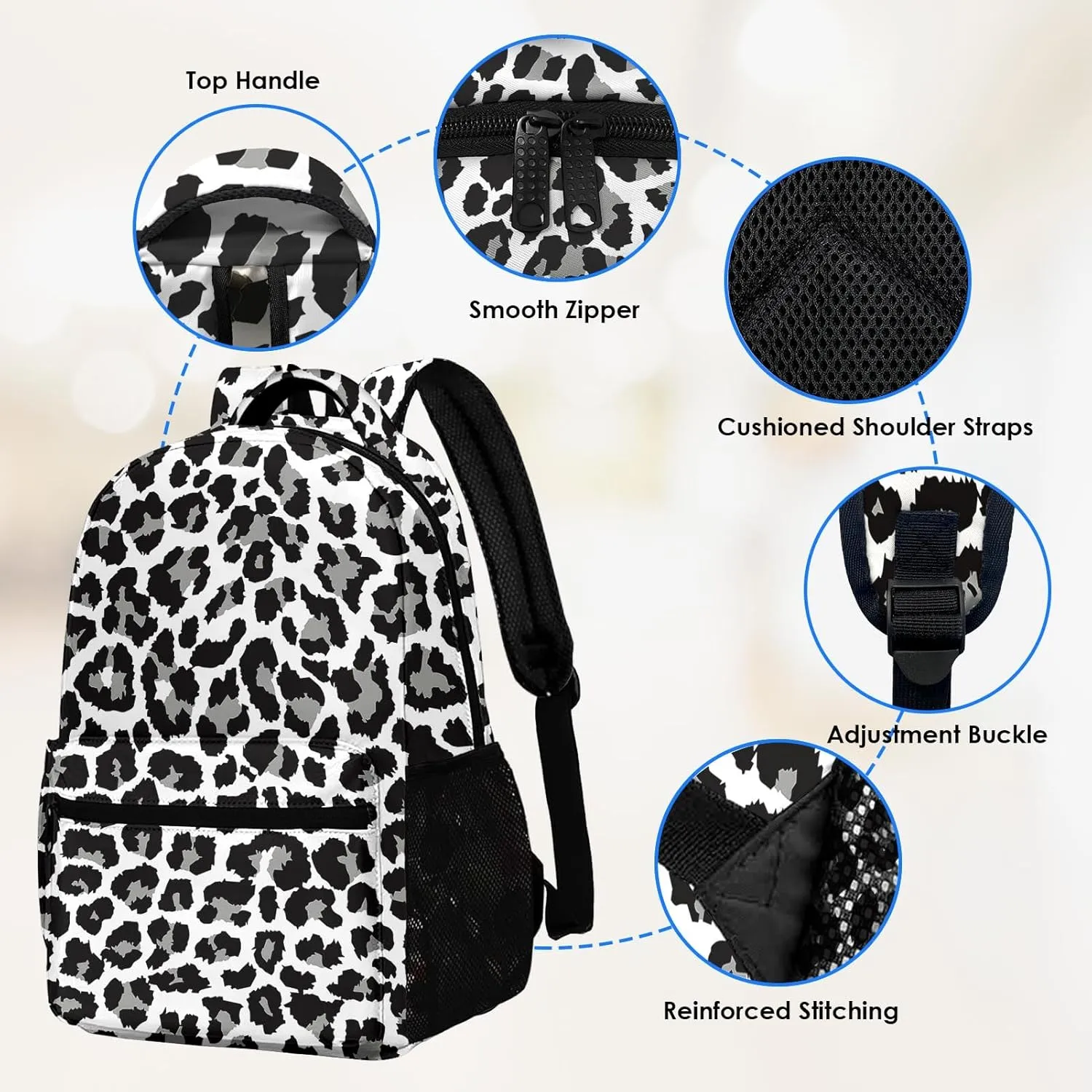 Kids Backpack for Teens Girls Boys, Leopard Cheetah African Retro Animal Skin Water Resistant Child Bookbag School Bag with Adjustable Padded Straps