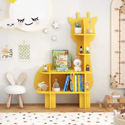 Kids Bookcase Toy Storage Organizer with Open Storage Shelves-Giraffe - Color: Y