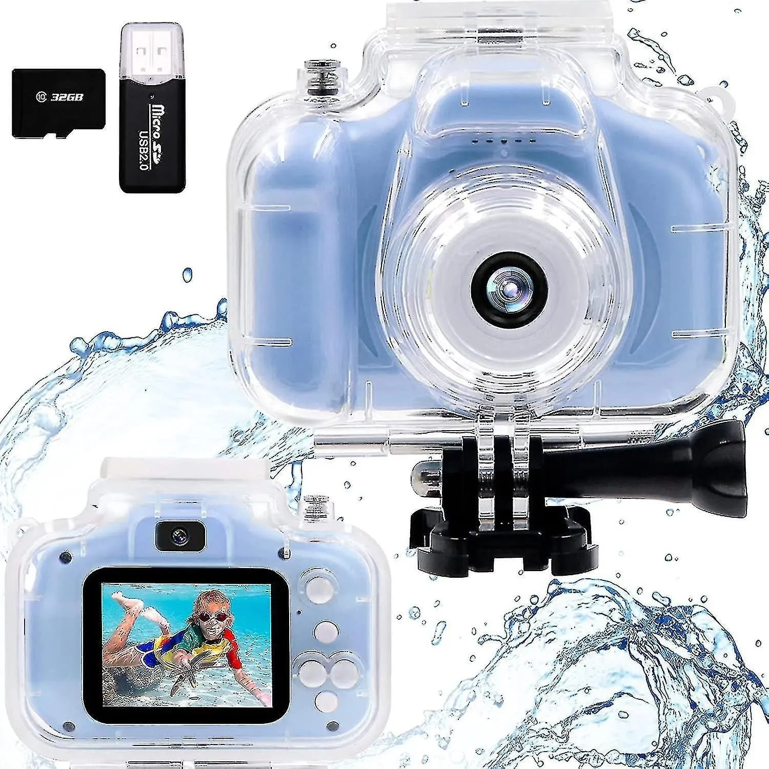 Kids Camera Underwater Waterproof Digital Camera For Kids 2 Inch Ips Screen X200
