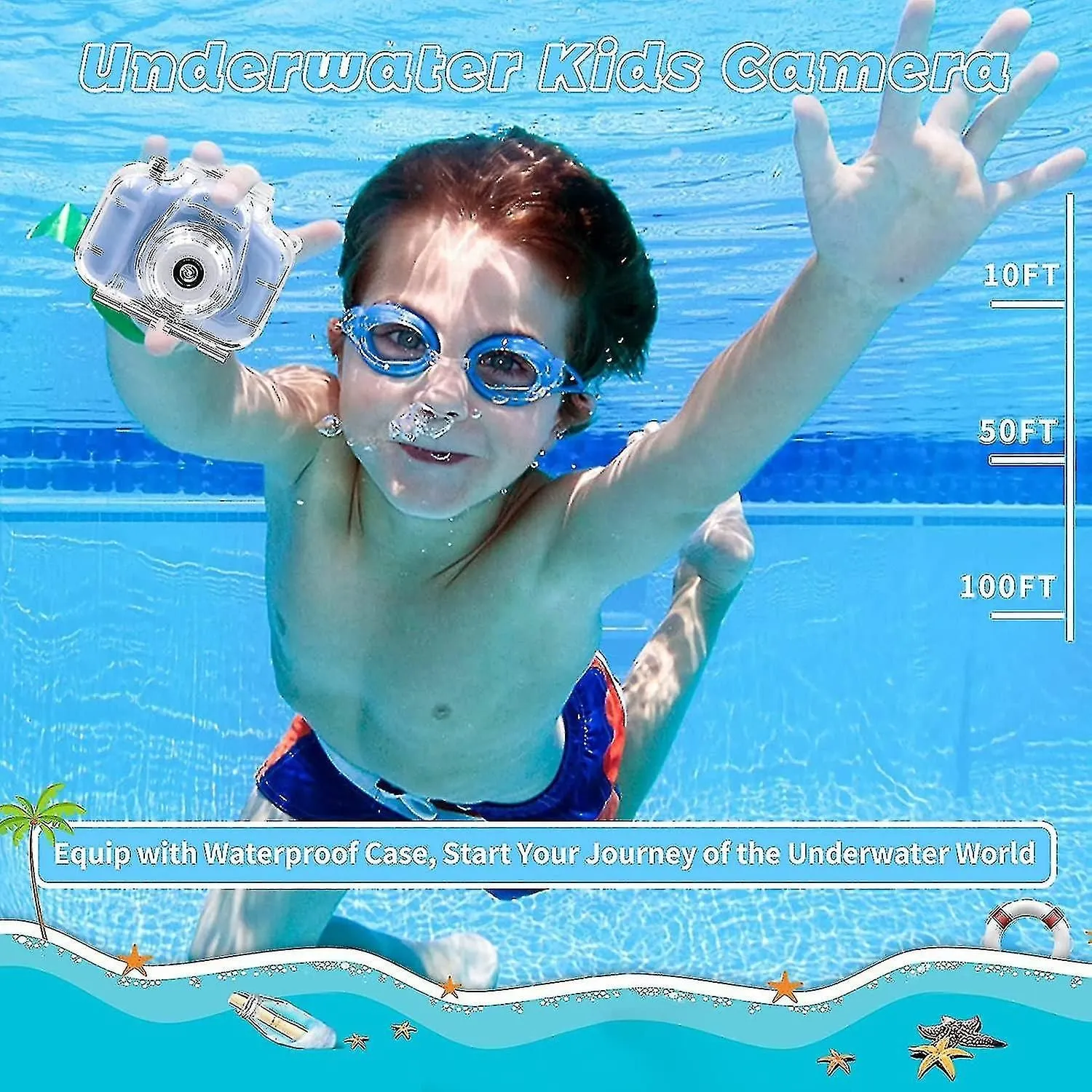 Kids Camera Underwater Waterproof Digital Camera For Kids 2 Inch Ips Screen X200