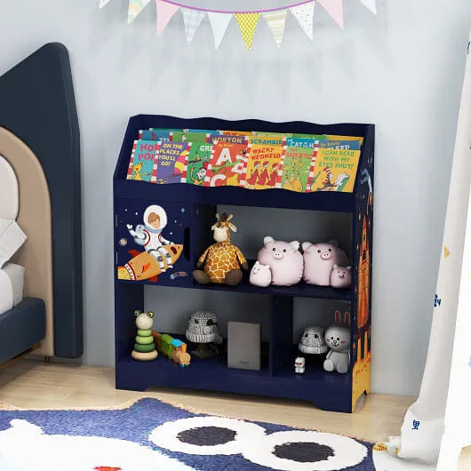 Kids Toy Storage Organizer with Book Shelf and Storage Cabinet-Navy - Color: Nav