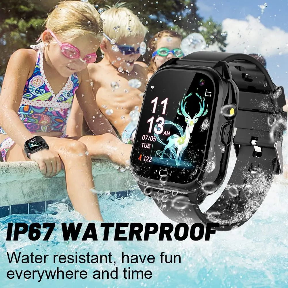 Kids Waterproof Smart Watch for Boys Girls Ages 3-12 Learning Toys with 26 Games Camera Video 1.44" Touchscreen Music Player Alarm Clock Flashlight Pedometer Toddler Watches Easter Basket Stuffer Gift