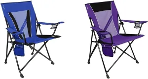 Kijaro Dual Lock Folding Camp Chairs, 400lb Capacity, Cup Holders, Carry Bag - Maldives Blue and Kawachi Purple