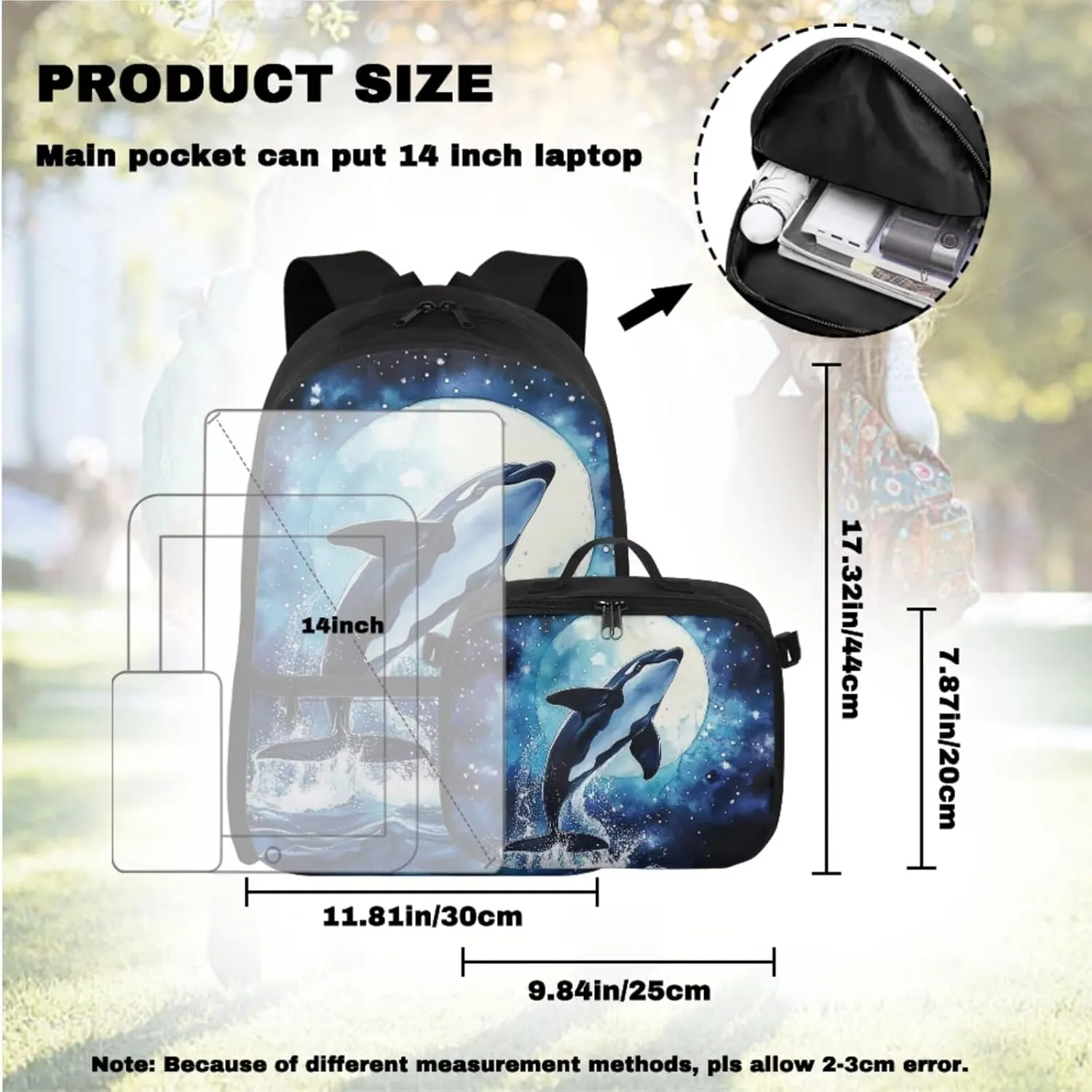 Killer Whale Backpack and Lunch Box Set Boys Big Capacity Backpacks for 5th Grade Girls 17 Inch Kids Backpack for Elementary Students 4 Pcs Boys School Bag Travel Daypack