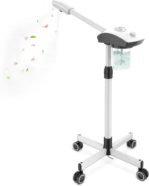 KINGSTEAM Professional Facial Steamer, Ozone Facial Steamer on Wheels, Hot Mist Steam Machine with Time Preset Function, Ozone Face Humidifier Design for Face Spa, Home, Aromatherapy and Skin Clinic