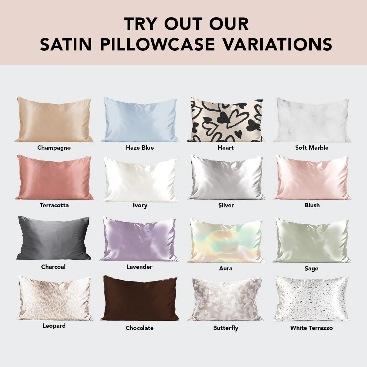 Kitsch Satin Pillowcase with Zipper for Hair & Skin, Softer Than Silk Pillow Cases Standard Size, Wrinkle-Free, Smooth and Cooling Satin Pillow Covers, 19"x26" - Ivory