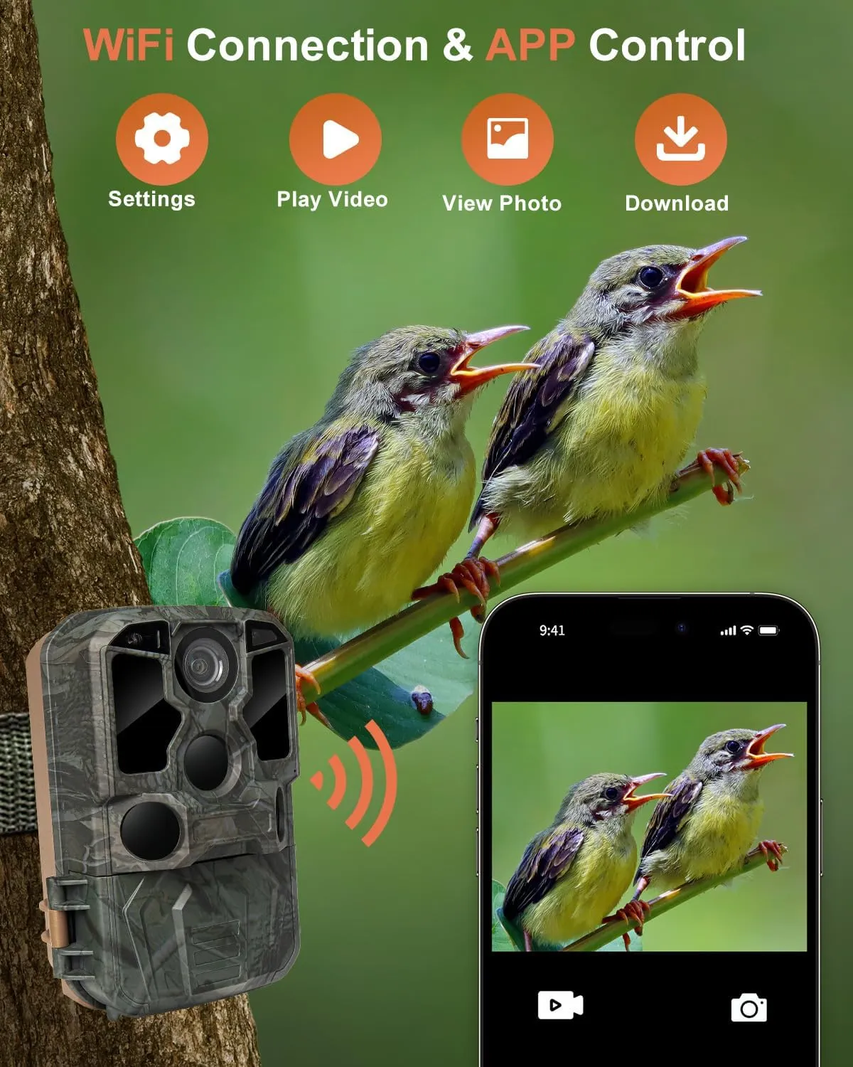 KJK Trail Camera WiFi 8K 84MP with 64GB Memory Card, Game Camera with Night Vision, 0.05s Trigger Motion Activated, IP67 Waterproof 130°Wide-Angle 42pcs No Glow Infrared LEDs for Wildlife Monitoring