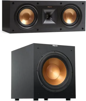 Klipsch Reference R-12SW 12" 400W All-Digital Powered Subwoofer, Brushed Black Polymer Veneer with R-52C Center Speaker