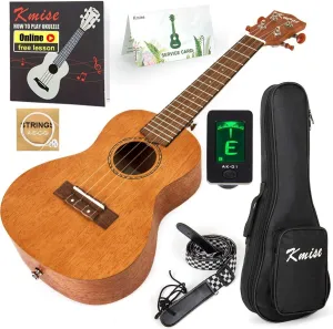 Kmise Professional Ukulele for Adult Beginner, Free Online Lesson 23 inch Concert Mahogany Ukelele with Kids Ukele Bundle Starter Kit Gig Bag Case, Strap, Tuner, Nylon Strings, Book, Uke Gift Choice