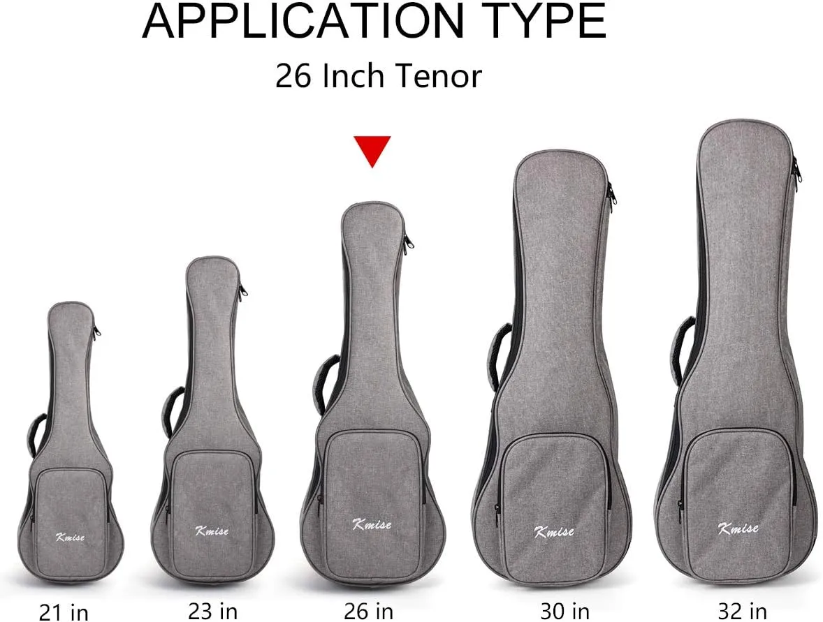 Kmise Tenor Ukulele Gig Bag 26 inch Soft Carring Case Double Strap With 3 Picks