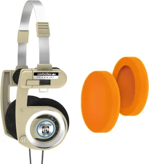 Koss Porta Pro Limited Edition Rhythm Beige Plus Orange Oversided Cushion Earpads, Retro Style, Includes Hard Carry Case