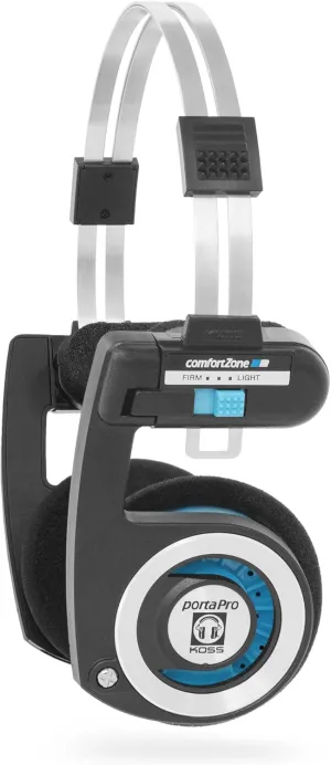Koss Porta Pro Wireless 2.0 Bluetooth On-Ear Headphones, 20  Hour Battery, USB-C Charging, Microphone, Analog Audio Pass Through, Retro Style, Black