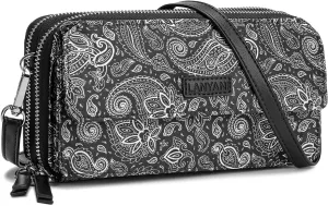 Lanyani RFID Crossbody Wallet Wristlet Purse with Phone Pocket For Women Vegan Leather