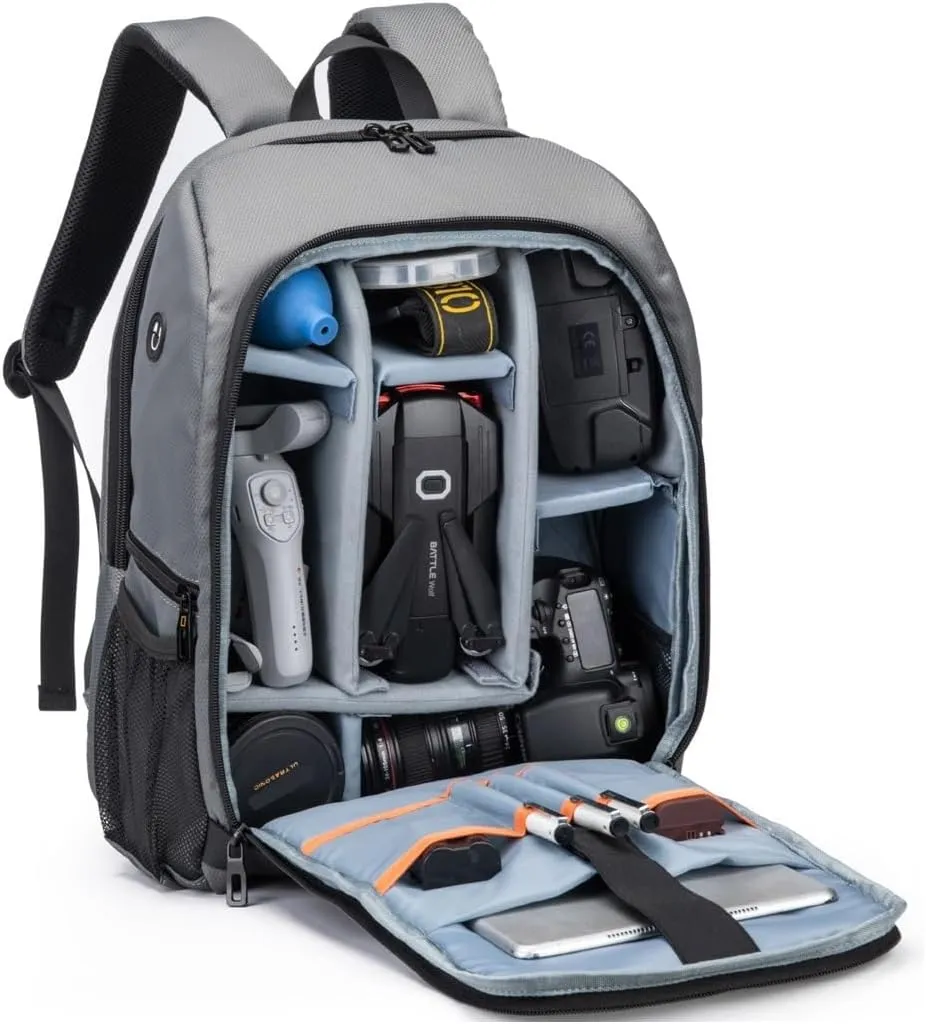 Large Size 23L Camera Backpack Photography Camera Bag, Compatible with Camera DSLR, 15.6'' Laptop, Tripod (Grey-3)
