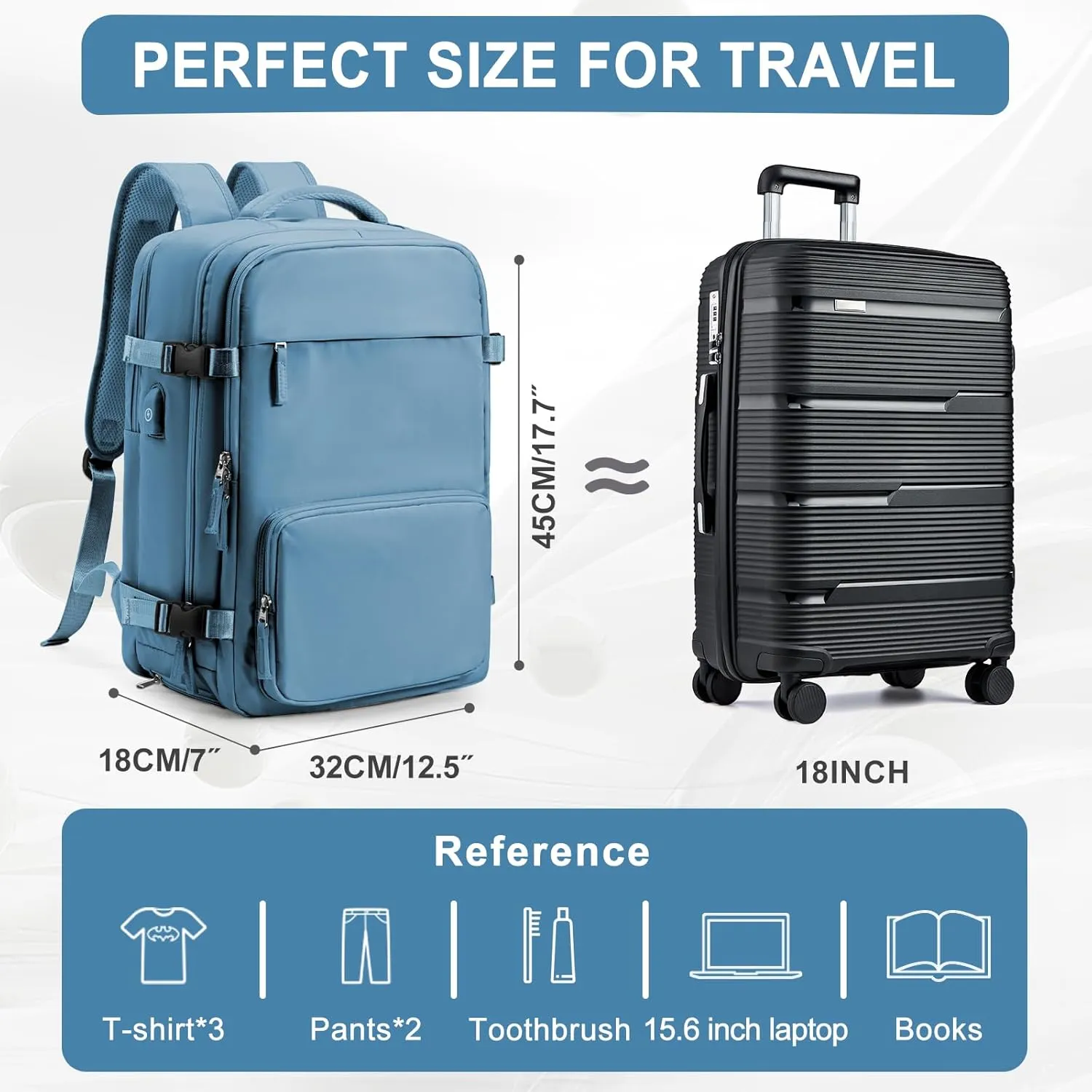 Large Travel Backpack for Women Men, Waterproof Carry on Backpack for Flight Approved, Mochila de Viaje Personal Item Luggage Backpacks with Shoce Compartment, Bulto de Viaje Tiktok Backpacks