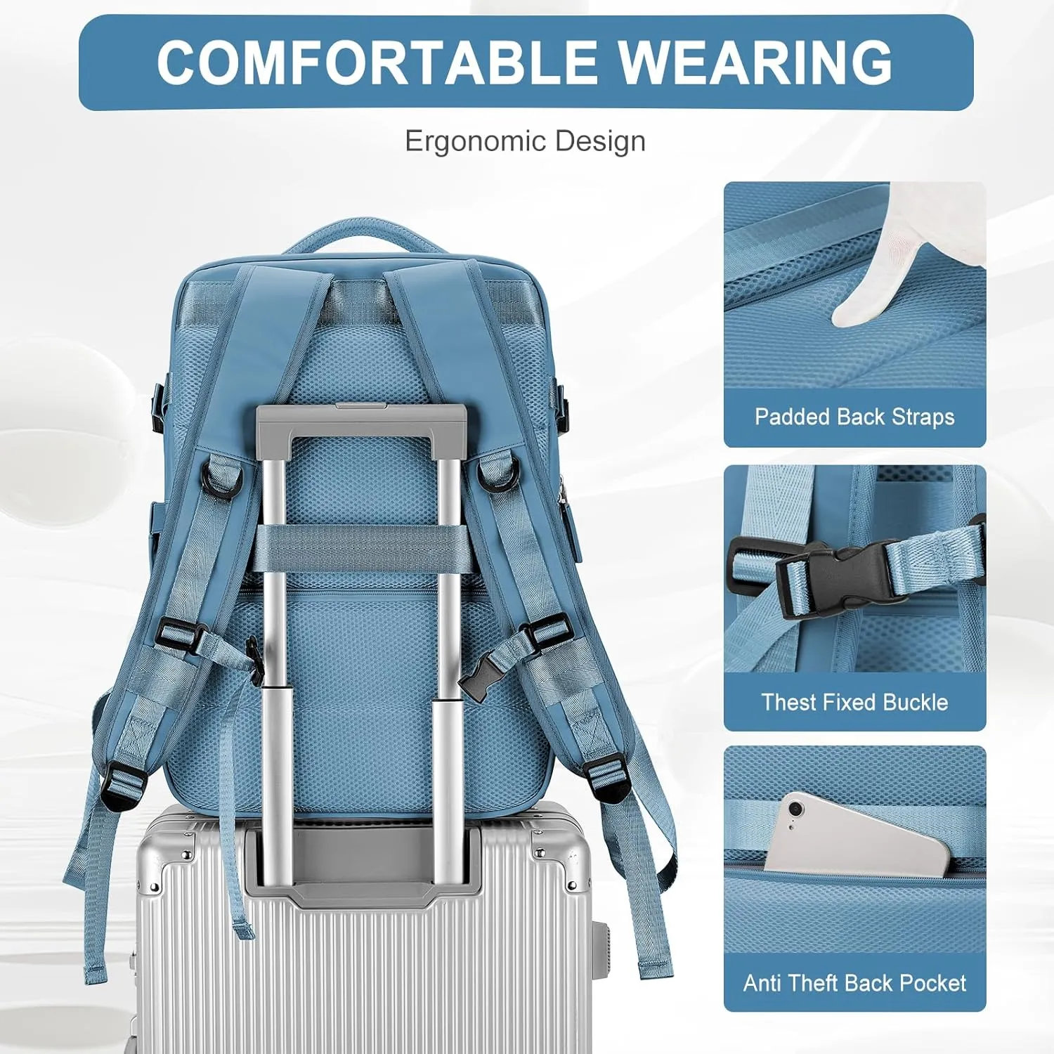 Large Travel Backpack for Women Men, Waterproof Carry on Backpack for Flight Approved, Mochila de Viaje Personal Item Luggage Backpacks with Shoce Compartment, Bulto de Viaje Tiktok Backpacks